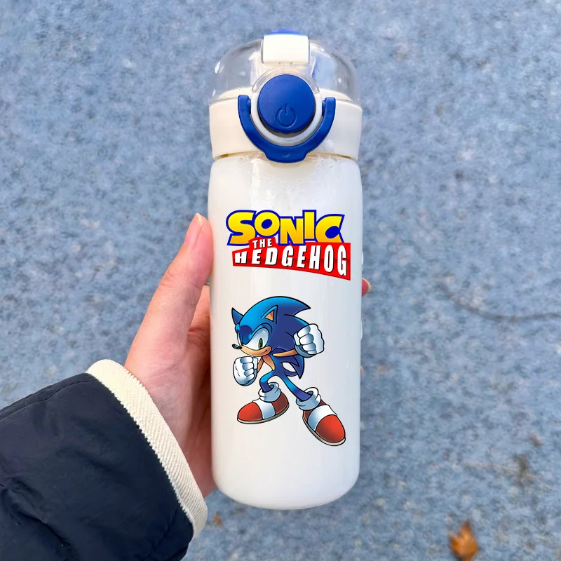 Sonic The Hedgehog Straw Plastic Water Bottle Outdoor Sports Portable Transparent 400ML Large Capacity Kids Drinking Water Cup