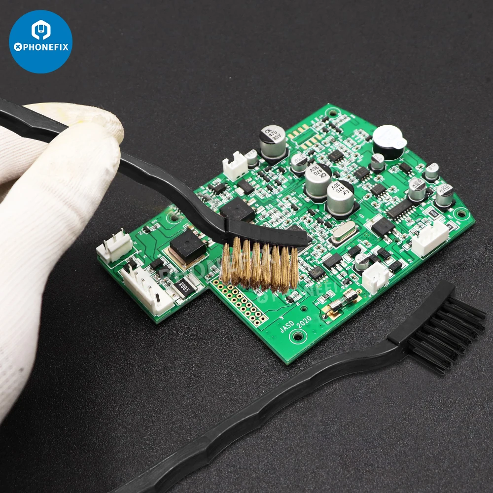 Anti-Static Brush Esd Safe Nylon Cleaning Brush Black Non Slip Handle PCB Rework Dust Brush for Mobile Phone Repair Soldering