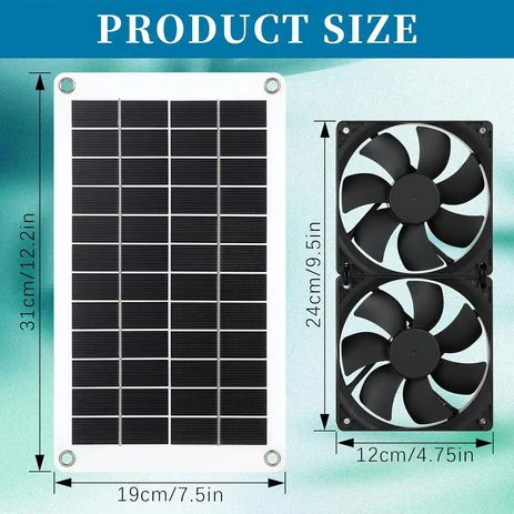 For Ventilation Cooling Pet House Sheds Greenhouses Air Quality Improving 1set 8W Solar Panel Fan Kit Dual 12V Exhaust Fan