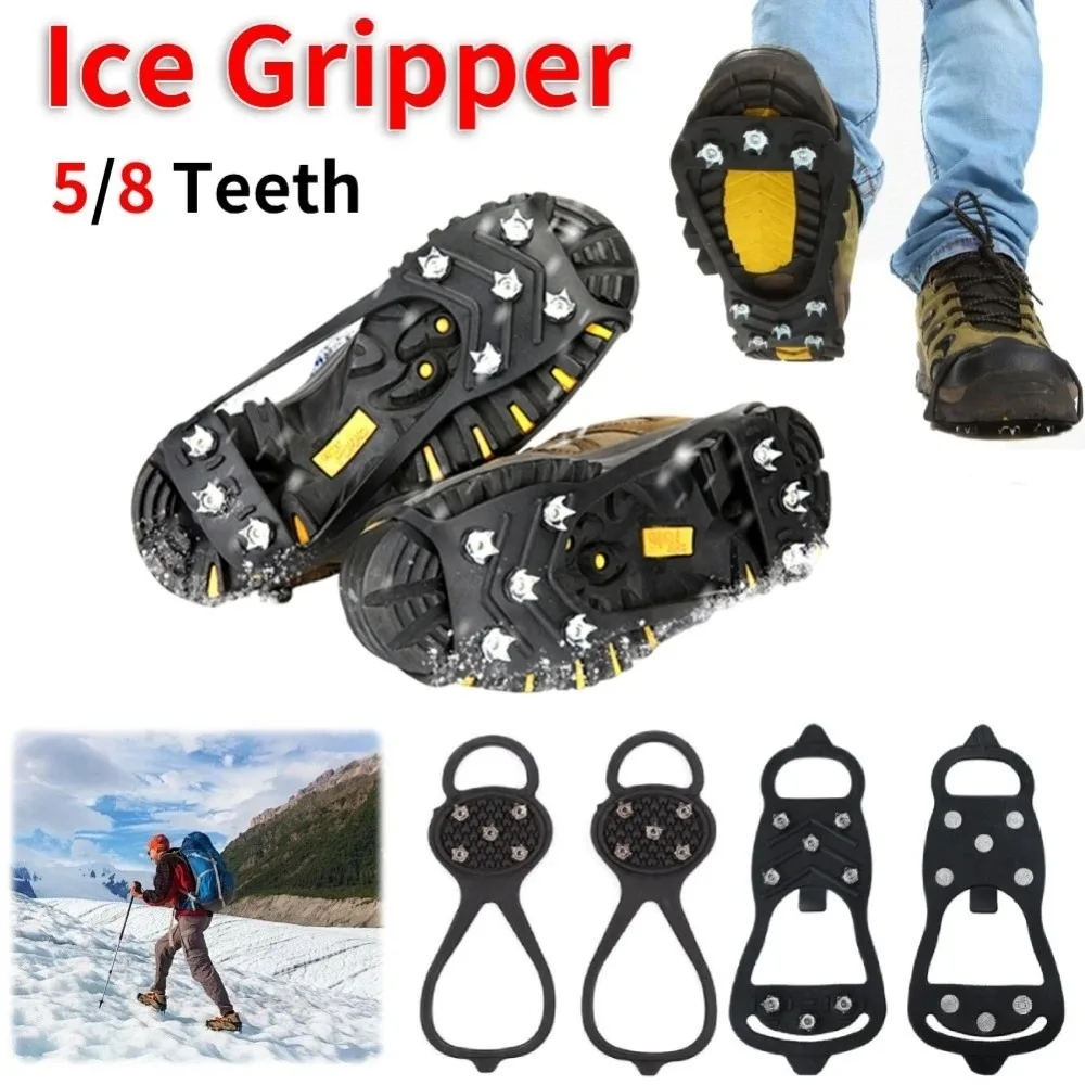1 Pair New 5/8 Teeth Ice Gripper Spike Universal Spike Spike Grips Cleats Anti-Slip Snow Crampons For Shoes