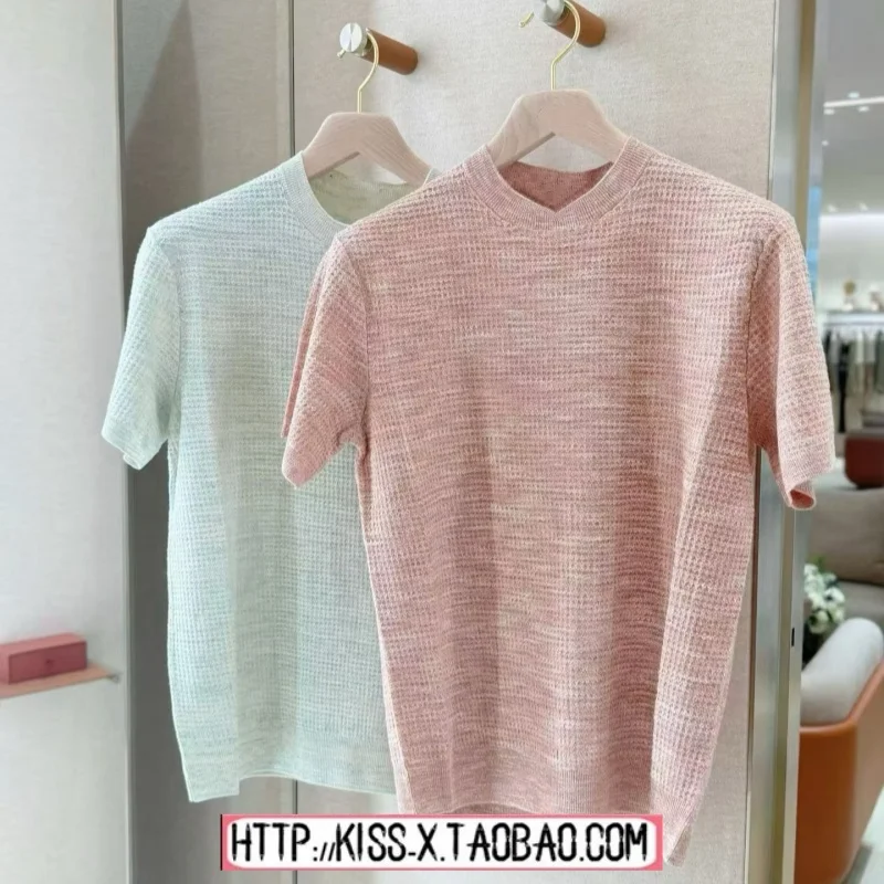 

2026 New LP Style Loose Money Style Floral Knitted round Neck Short Sleeve T Shirt Couple Casual Breathable Standard Fit Tee