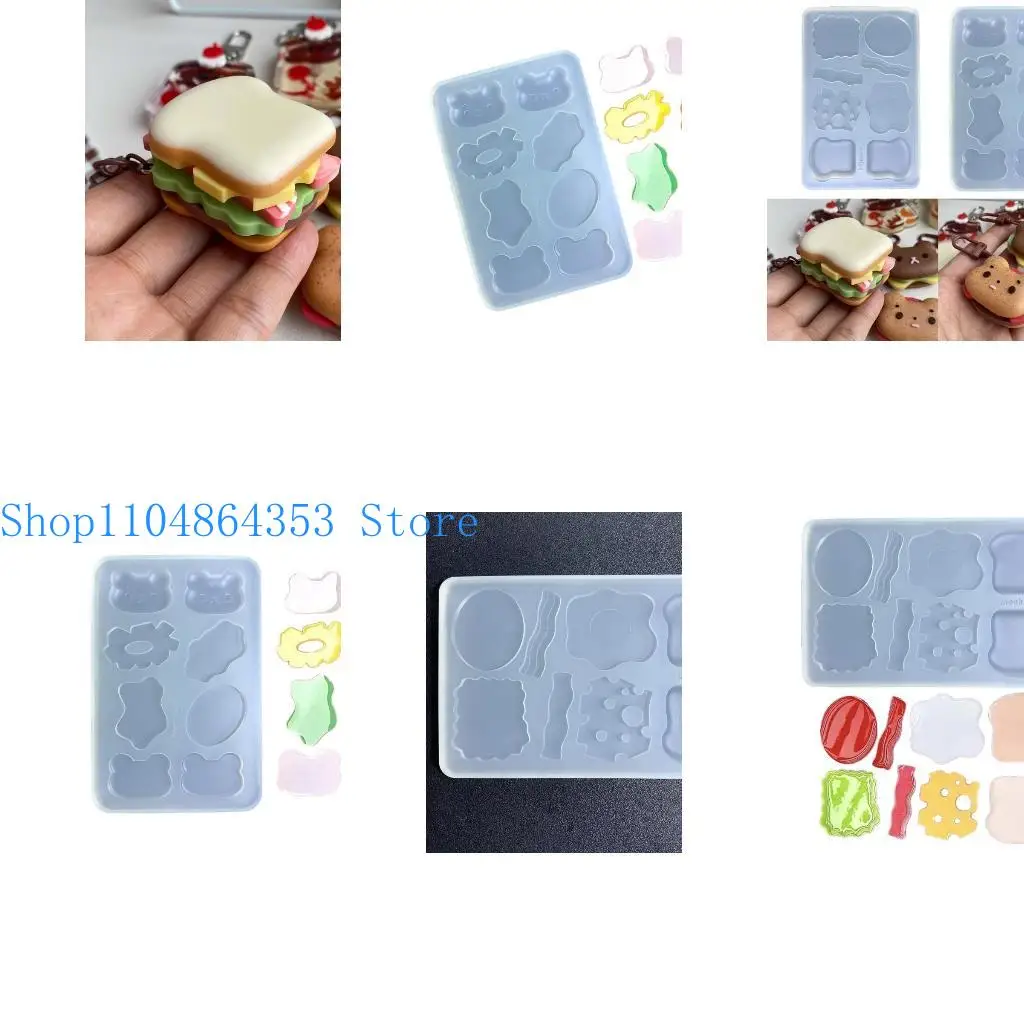 

652F Resuable Silicone Mould Baking Tools Adorable Hamburger Moulds Burger Casting Mold Mini Bread Biscuit Cake Molds