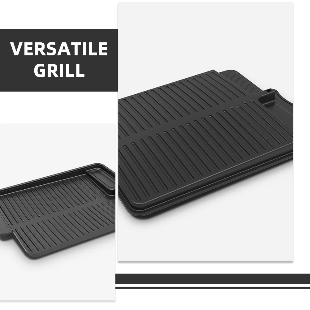 

Rectangular Korean Bbq Pan Maifan Stone Nonstick Large Grilling Area for Indoor Outdoor Use Cassette Design Easy Clean Grill