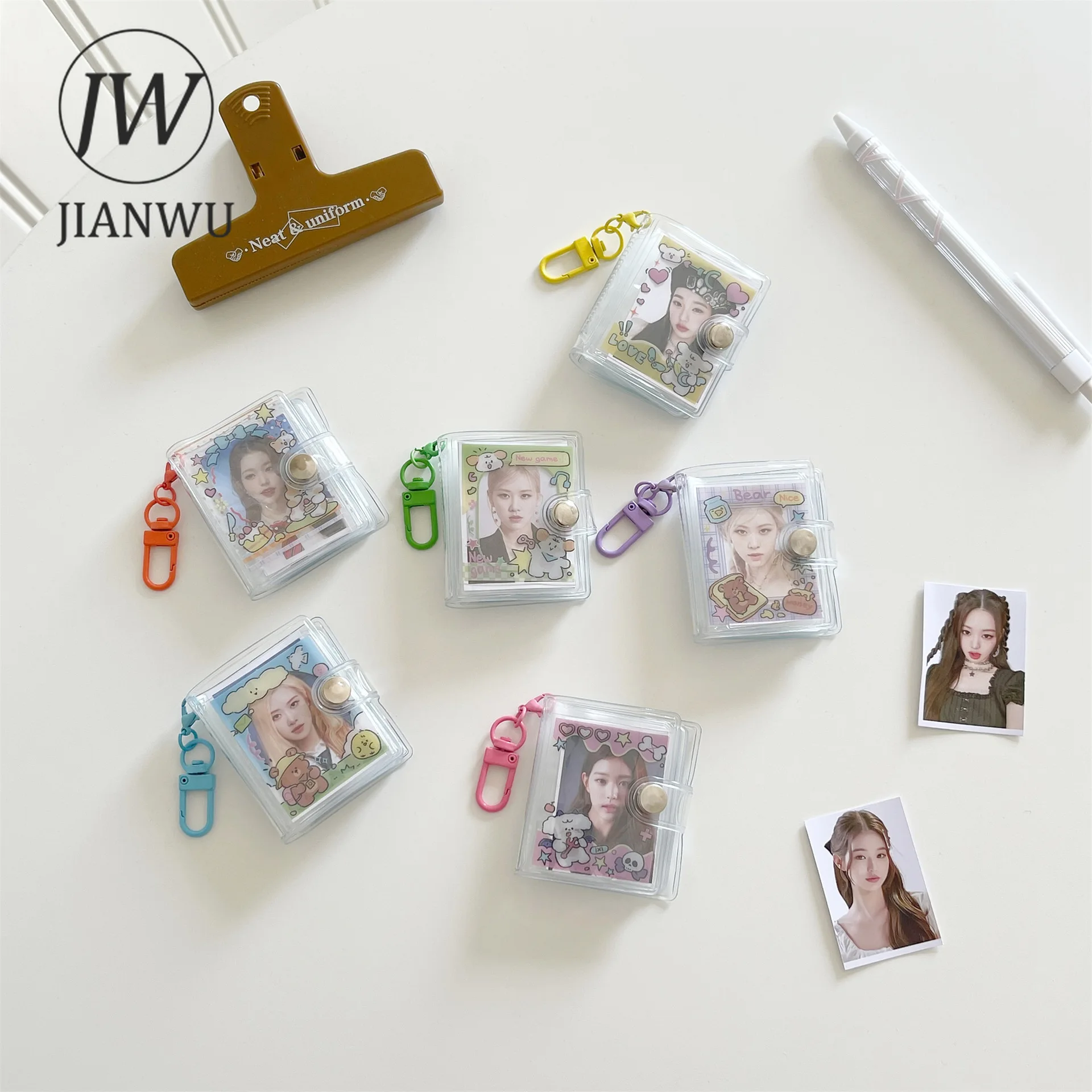 JIANWU Cartoon Transparent 2-inch Photo Album Card Holder Material Collage Storage Creative Journal Student Supplies Stationery