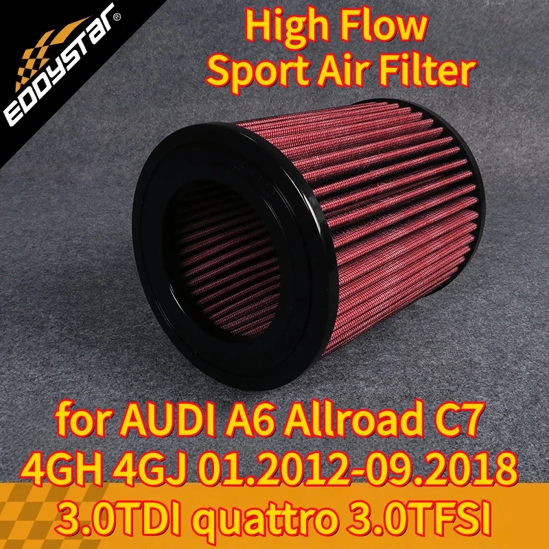 

High Flow Sport Air Filter for AUDI A6 Allroad C7 4GH 4GJ 01.2012-09.2018 3.0TDI quattro 3.0TFSI Washable Racing Intake Filters