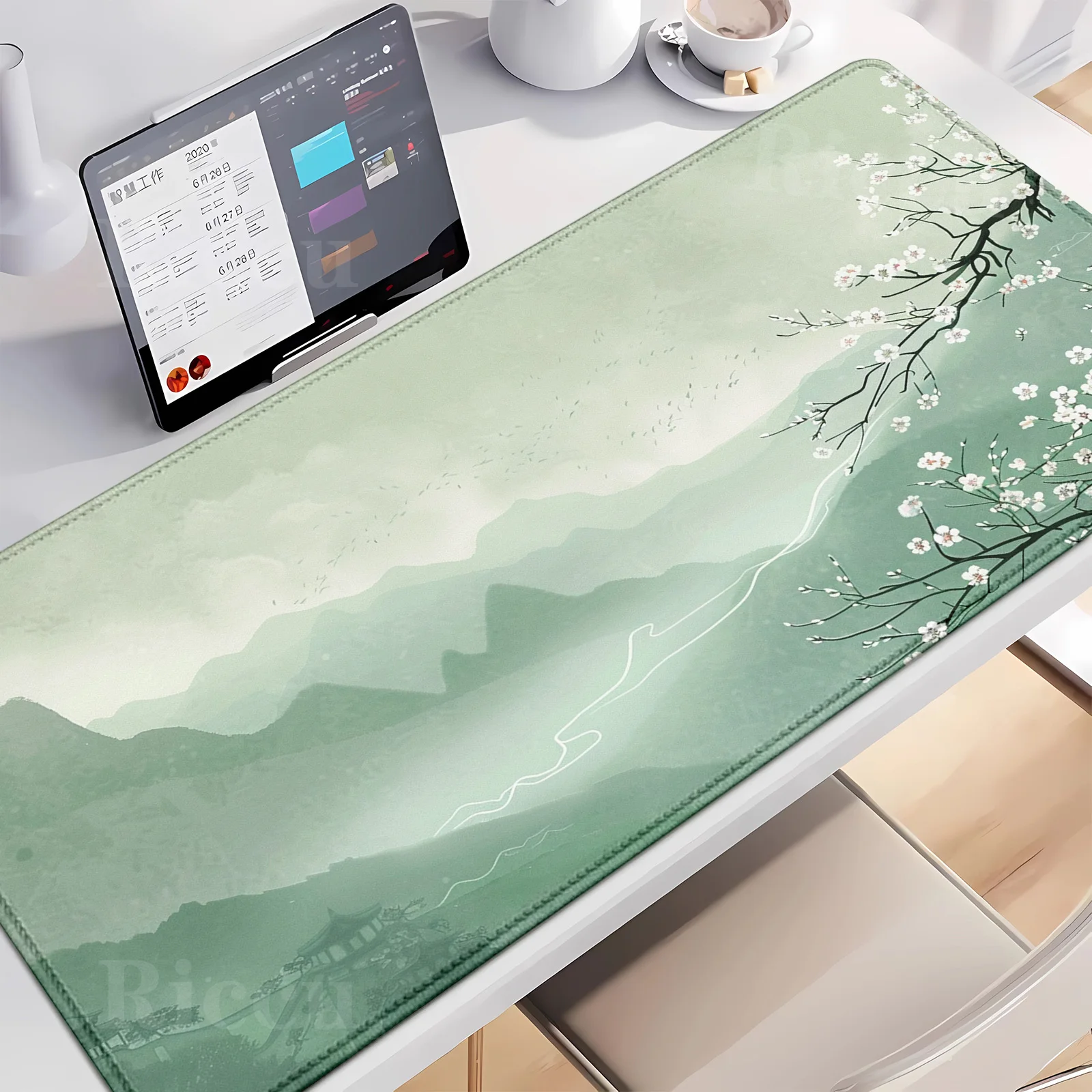 

Pink plum blossom Gaming landscape painting Mouse computer peripherals New Large Soft Office Accessories Desktop Mouse Pad XXL