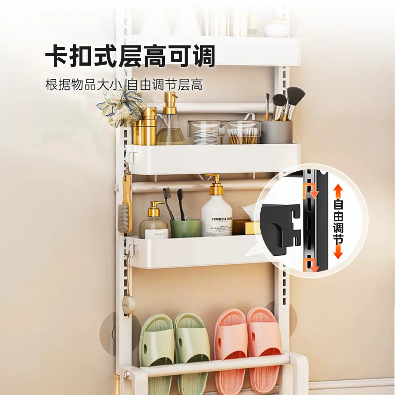 Bathroom door rear shelf storage rack floor-to-ceiling multi-layer non-punching kitchen bathroom home
