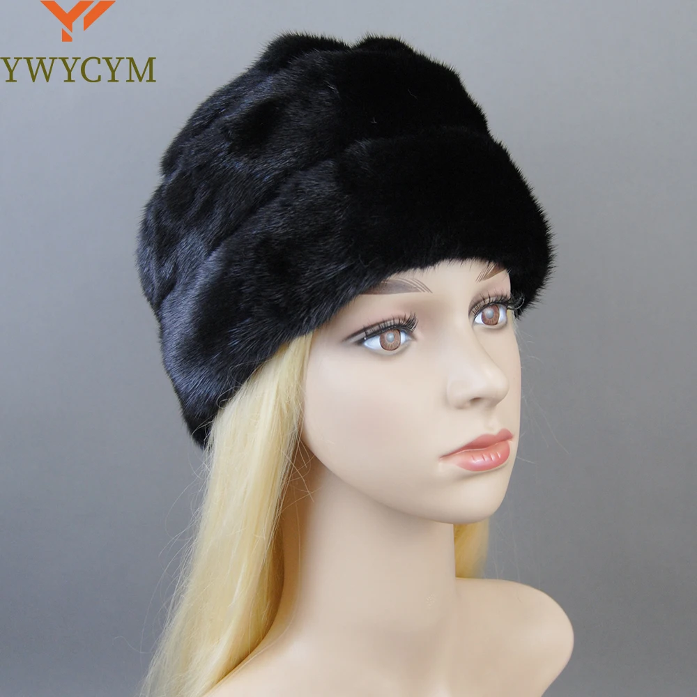 

Mink Fur Hats Women Stylish Warm Natural Whole Mink Fur Luxury Winter Caps anti cold Snow Hat with balls head 55-62cm