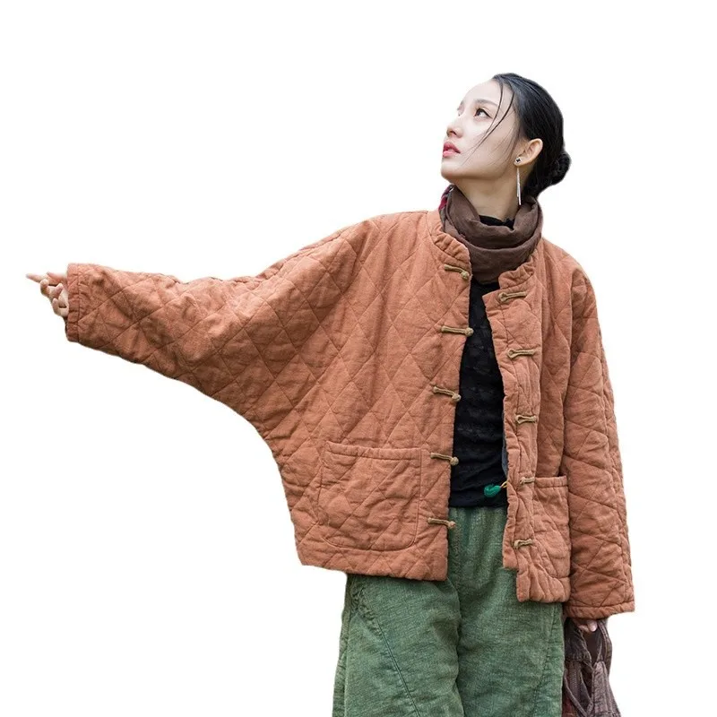 25-winter dames nieuwe Ramee geïntercaliseerde katoenen gewatteerde Lingge katoenen jas katoenen kleding met gesp kunst katoenen dameskleding