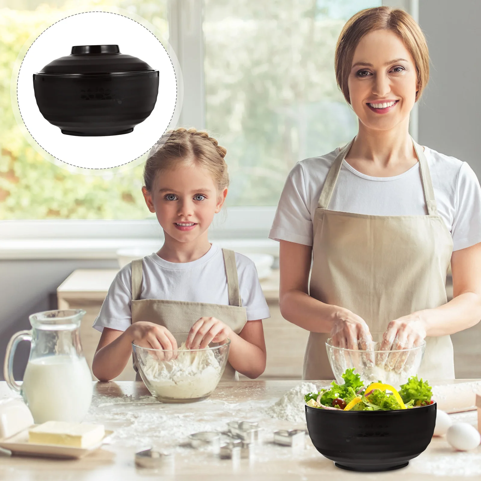 

Japanese Style 550ML Melamine Soup Bowl with Lid Miso Ramen Rice Bowl Kitchen Dining Tableware Home Kitchen Supply