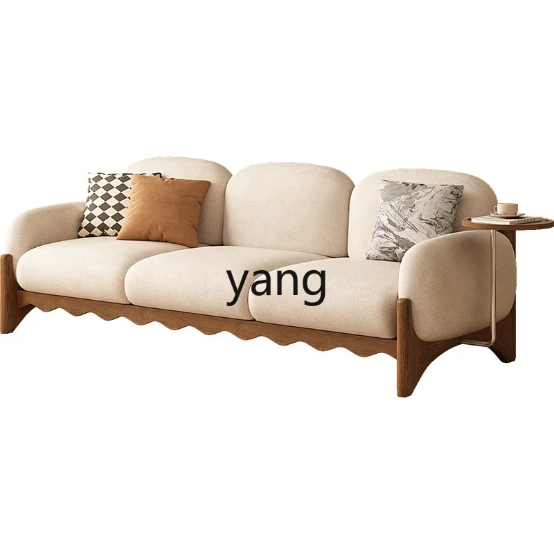 

LHLH cream style sofa living room small apartment modern simple straight row technology cloth sofa