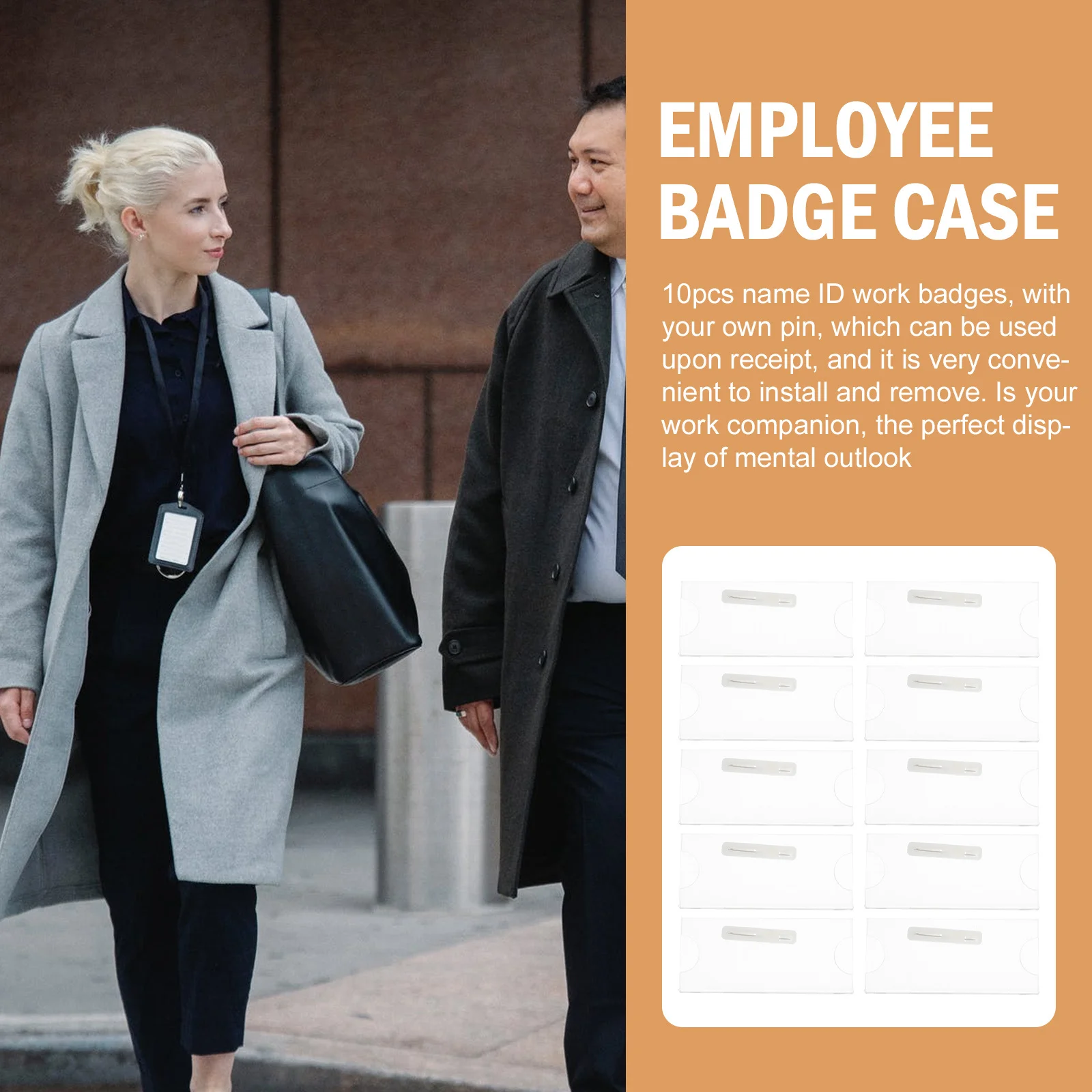 

10Pcs Transparent Acrylic Name Badge Holders Sturdy Lightweight Id Card Holder for School Office Employee Work Permit