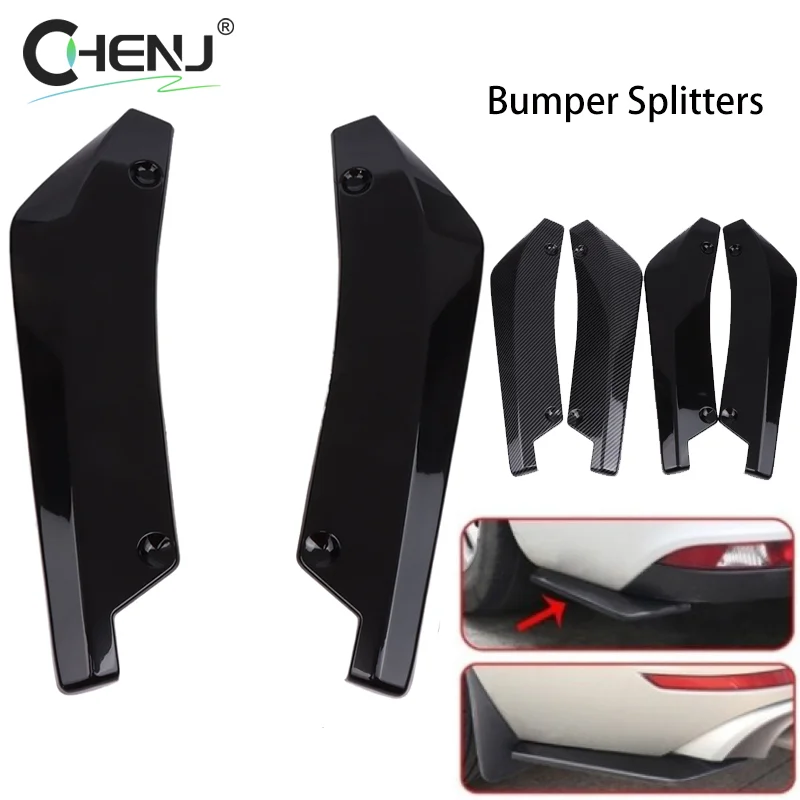 1 Pair Carbon Fiber Winglets Side Skirt Extension Car Front Rear Bumper Strip Lip Spoiler Diffuser Splitter Scratch Protector
