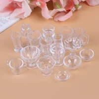 17Pcs/Set Mini Transparent Kitchenware Toy Drink Cups Dish Plate Tableware Miniatures DIY Pretend Play 6