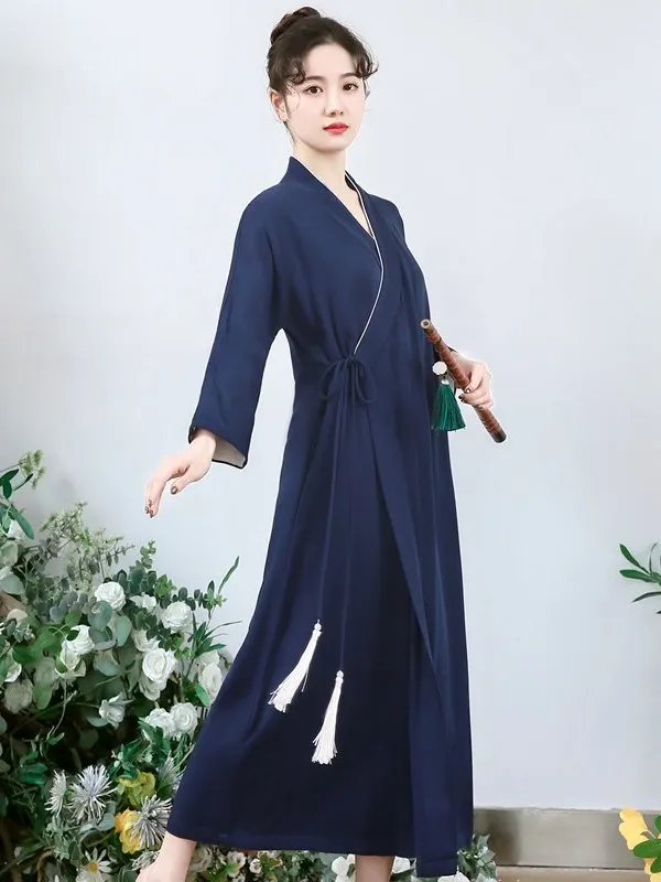 Chic Summer Tea Ceremony Dress Women's Miniature Hanfu Reformed  Low Waist Cotton Blend A-Line Skirt with Belt
