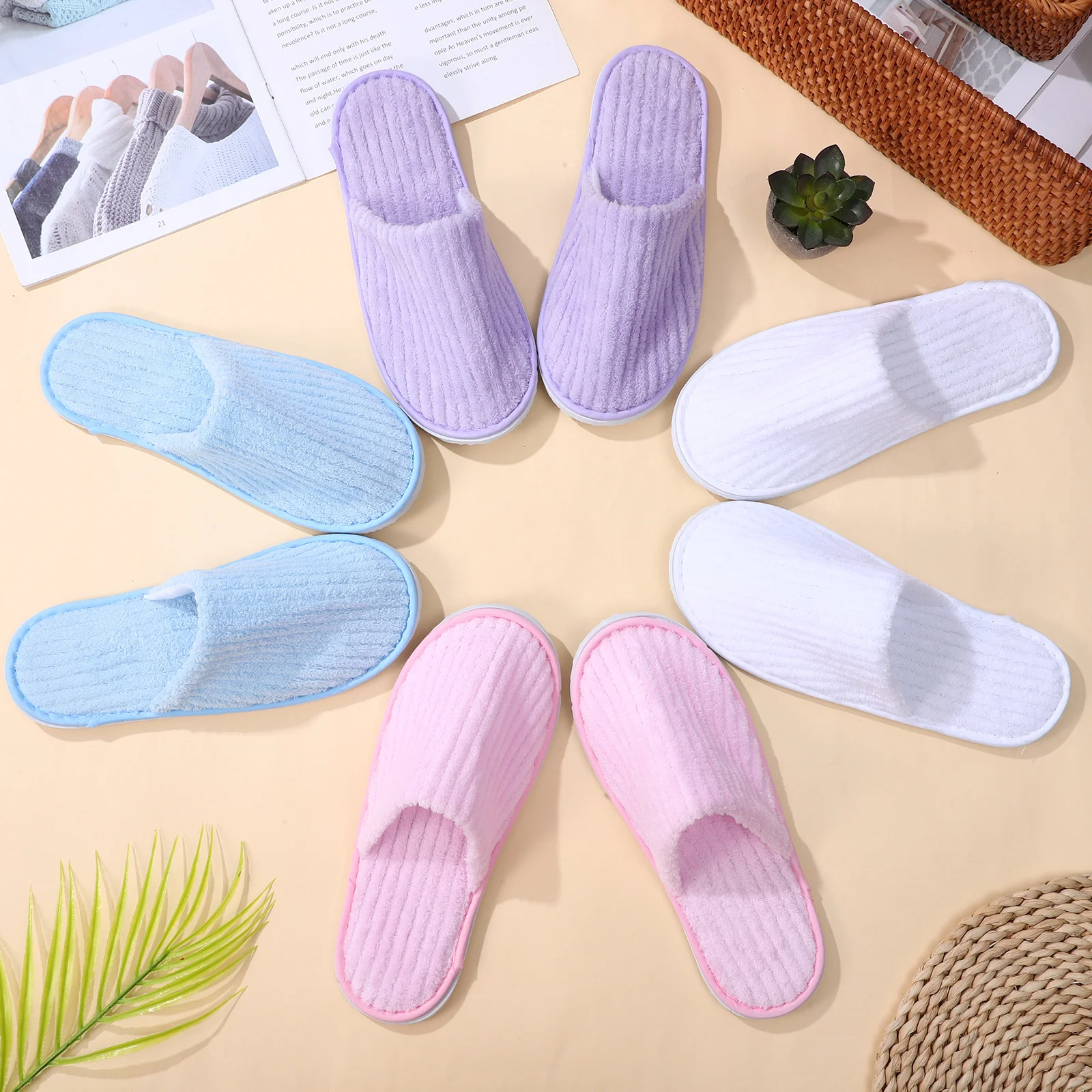 12 paia di pantofole usa e getta antiscivolo scarpe per gli ospiti leggere hotel spa salone casa pedicure uso pantofole usa e getta