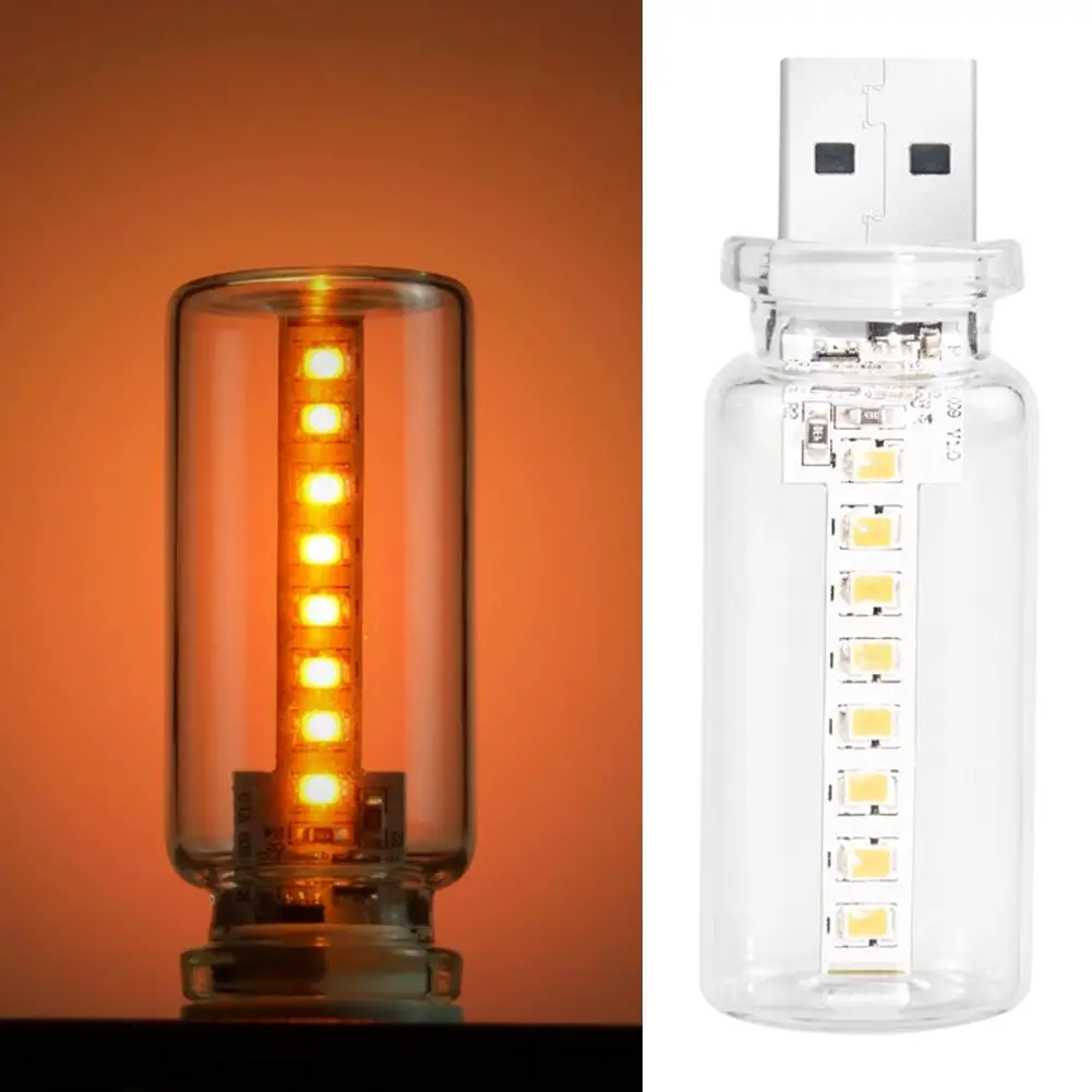 

USB Plug-In Mini Night Light Color-Changing Car/Bedroom Creative Bottle Glass Decor Lamp Brightness Adjustable with Ambient L0A9