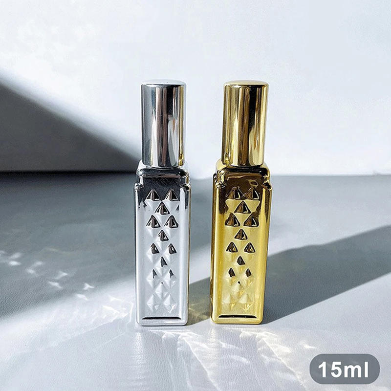 

1pcs 15ml Gold/Silver Portable Sample Vial Jar Advanced Glass Dispensing Spray Bottle Refillable Perfume Essential Oil Container