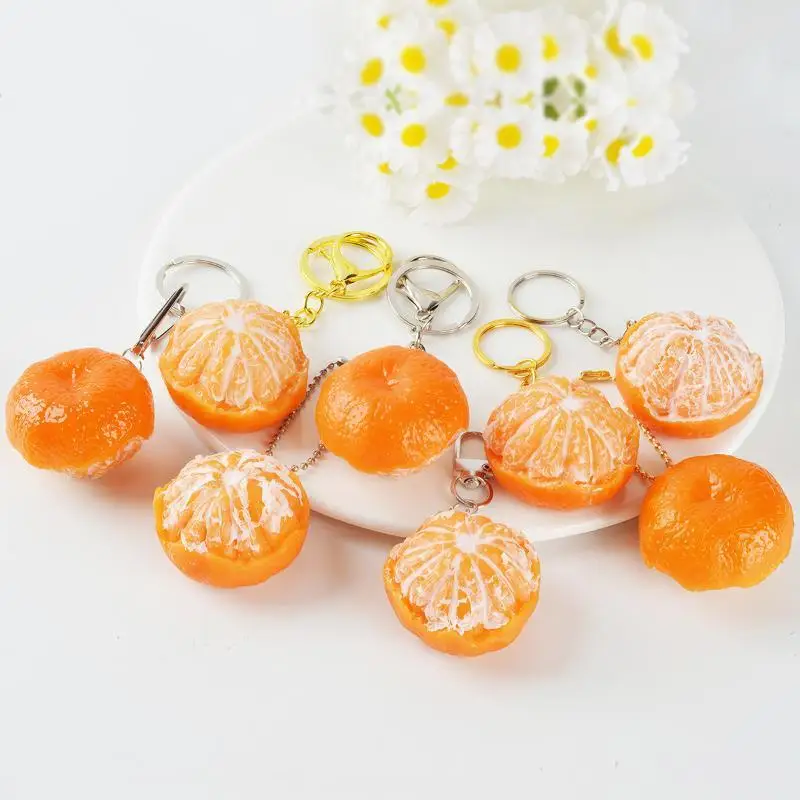 2026 NEW Lifelike Simulated Peeled Tangerine Keychain Sturdy Metal Clasp Cute Fruit Bag Charm Key Holder Simulation Pendant Gift
