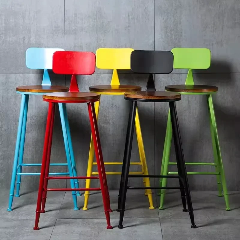 Chaise de bar en fer de style américain, café, thé au lait, siège à dossier rétro, tabouret de comptoir en bois massif