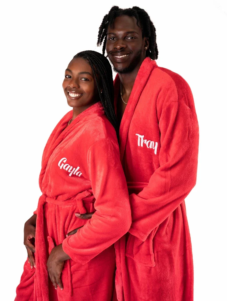 

Couple Plush Bathrobes Customized His and Hers Bathrobes Wedding Gifts Personalized Bathrobe King and Queen Robes Bridal Shower