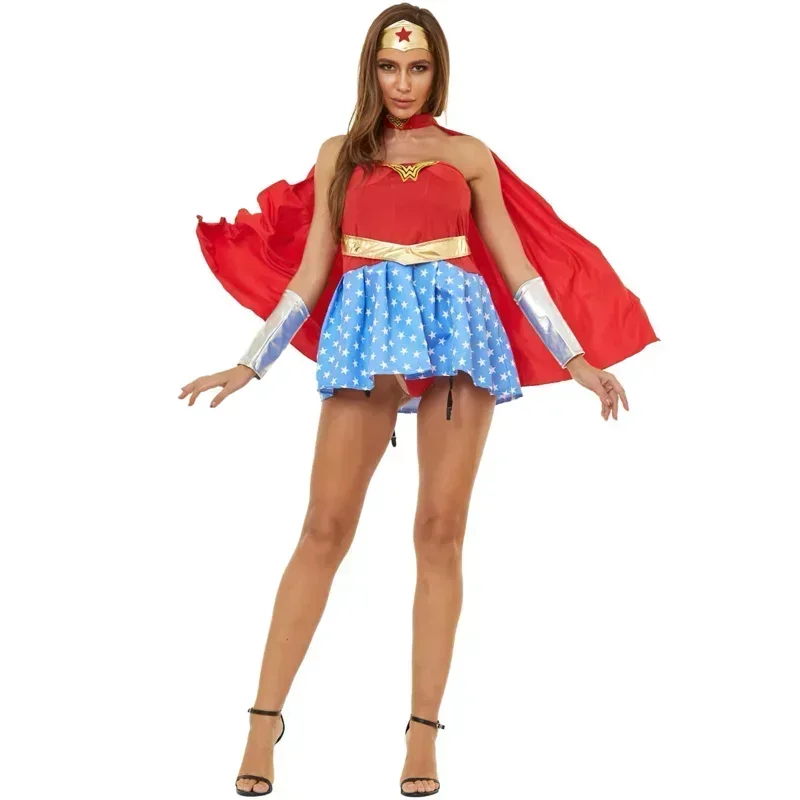 Halloween Sexy Wonder Kostuum Superheld Vrouwen Supergirl Vrij Dortellenfeest Fantasia Cosplay Fancy Dress Cosplay Kostuum