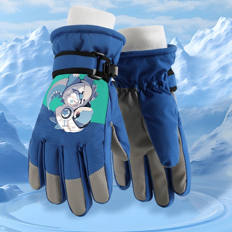 

A Pair Of Winter Children's Ski Gloves Riding Windproof Touch-screen Padded Cotton Cute Warm Outdoor Gloves