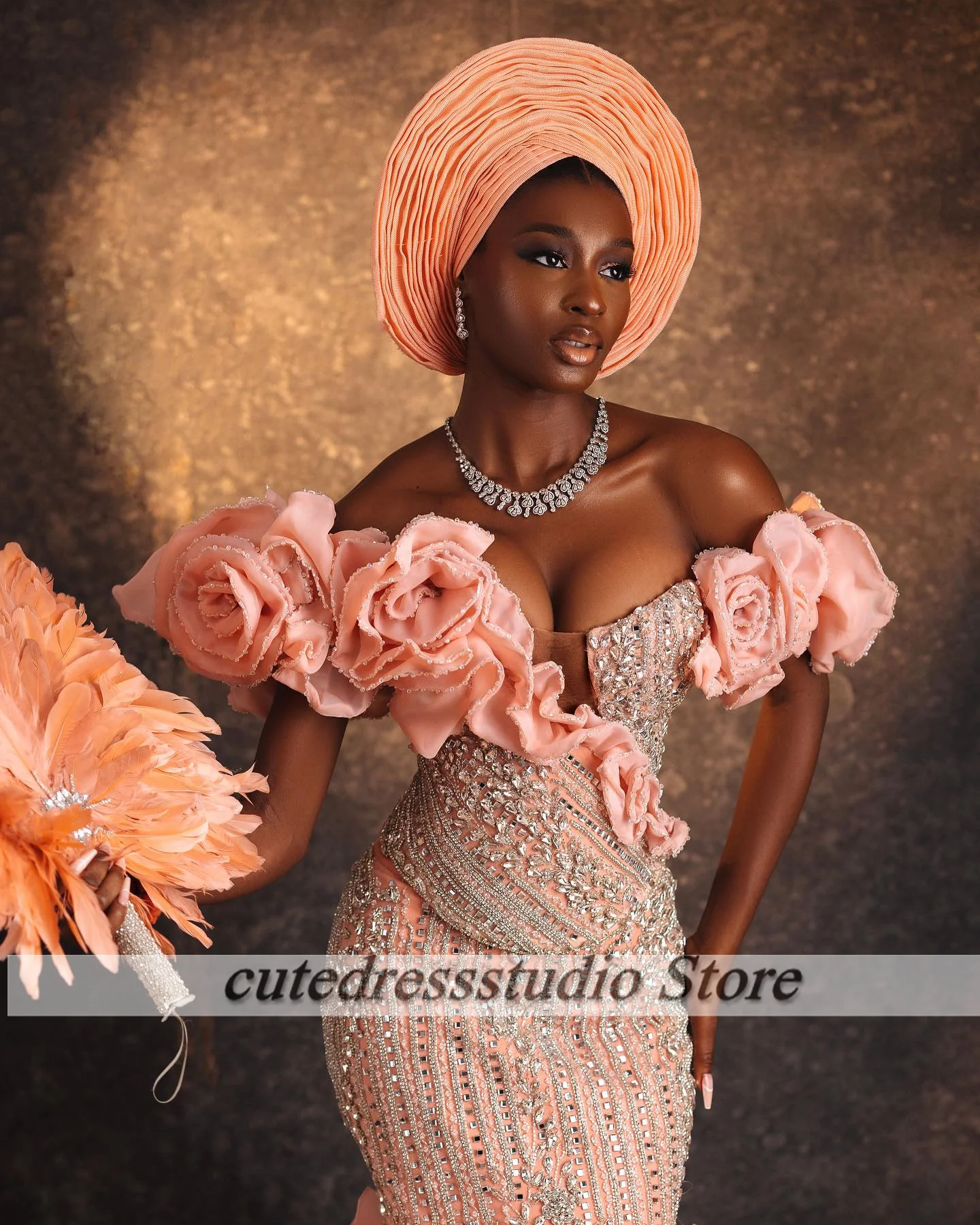 Nigeryjskie kobiety kryształowe suknie ślubne Off The Shoulder Ruffles cywilne suknie ślubne afrykańskie Vestidos De Boda 2024