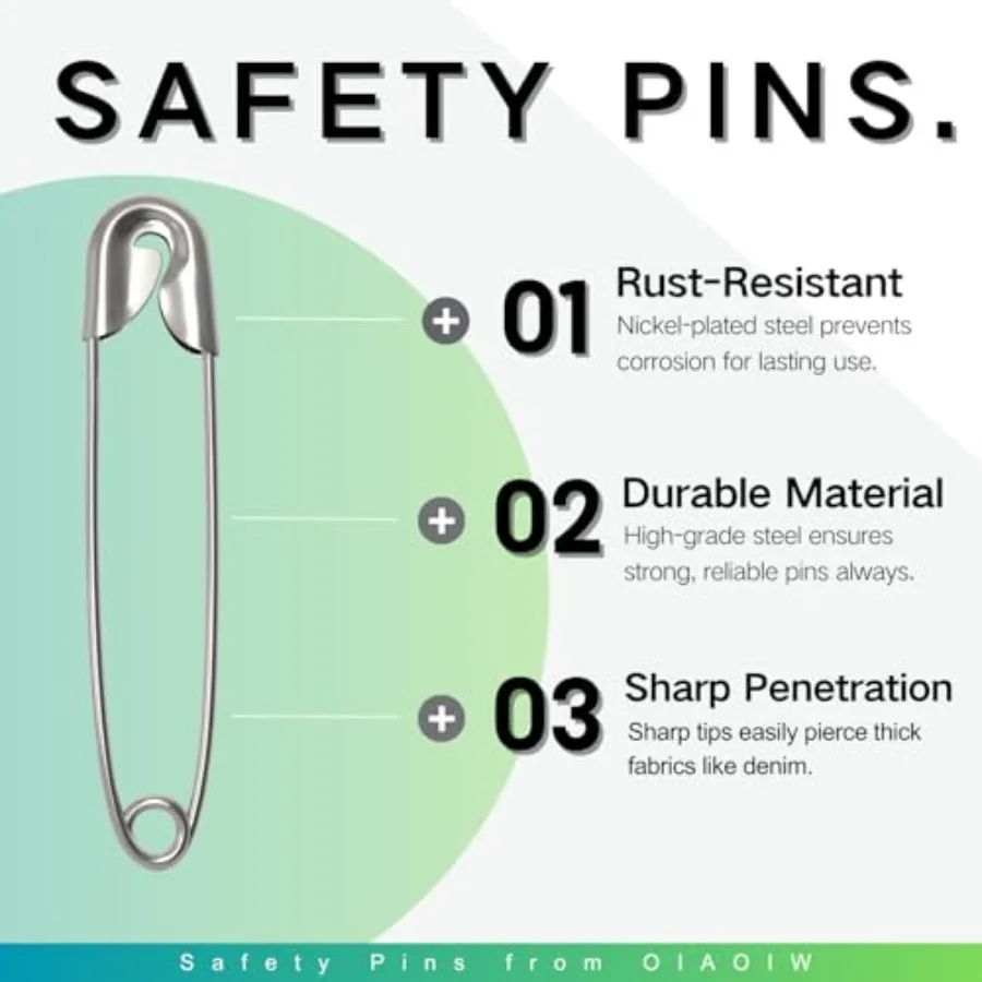 350 Pack Safety Pins for Clothes 5 Assorted Sizes of Strong Heavy Duty Safety Pin Bulk for Clothing
