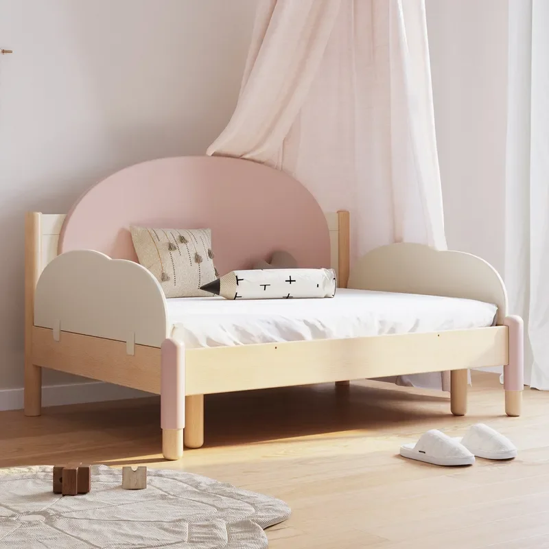 Solid Wood Montessori Floor Bed Retractable Single Tatami for Kids Small Apartment Space Saving Pull Out Design