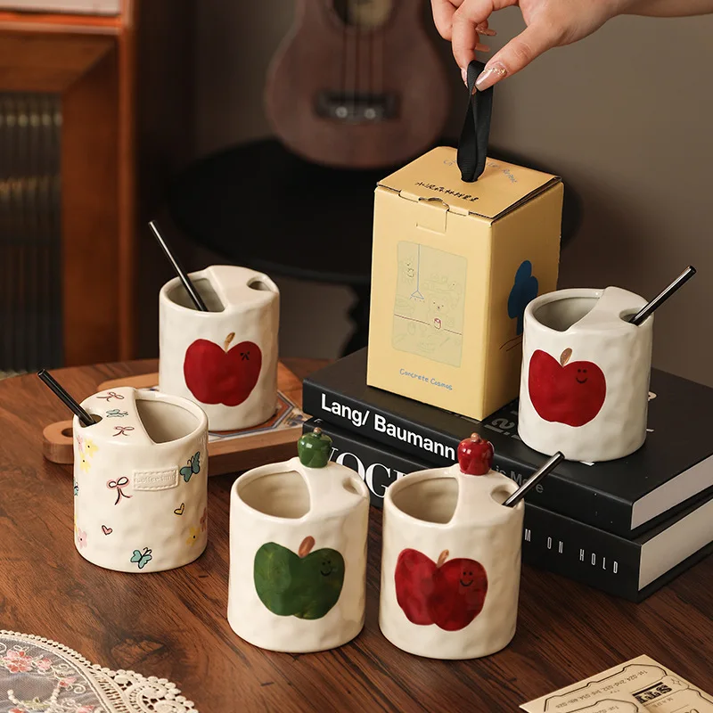 

Lovely Bowknot Pattern Porcelain Cup Creativity Cartoon Coffee Mug Dining Table Milk Mugs Afternoon Tea Teacup Fruits Juice Cup