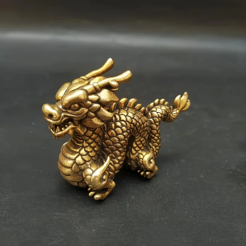 Handgefertigte chinesische Drachenstatue aus Messing im Vintage-Stil – traditionelle Heldenskulptur für Heim- und Bürodekoration, perfekt für Feiertage