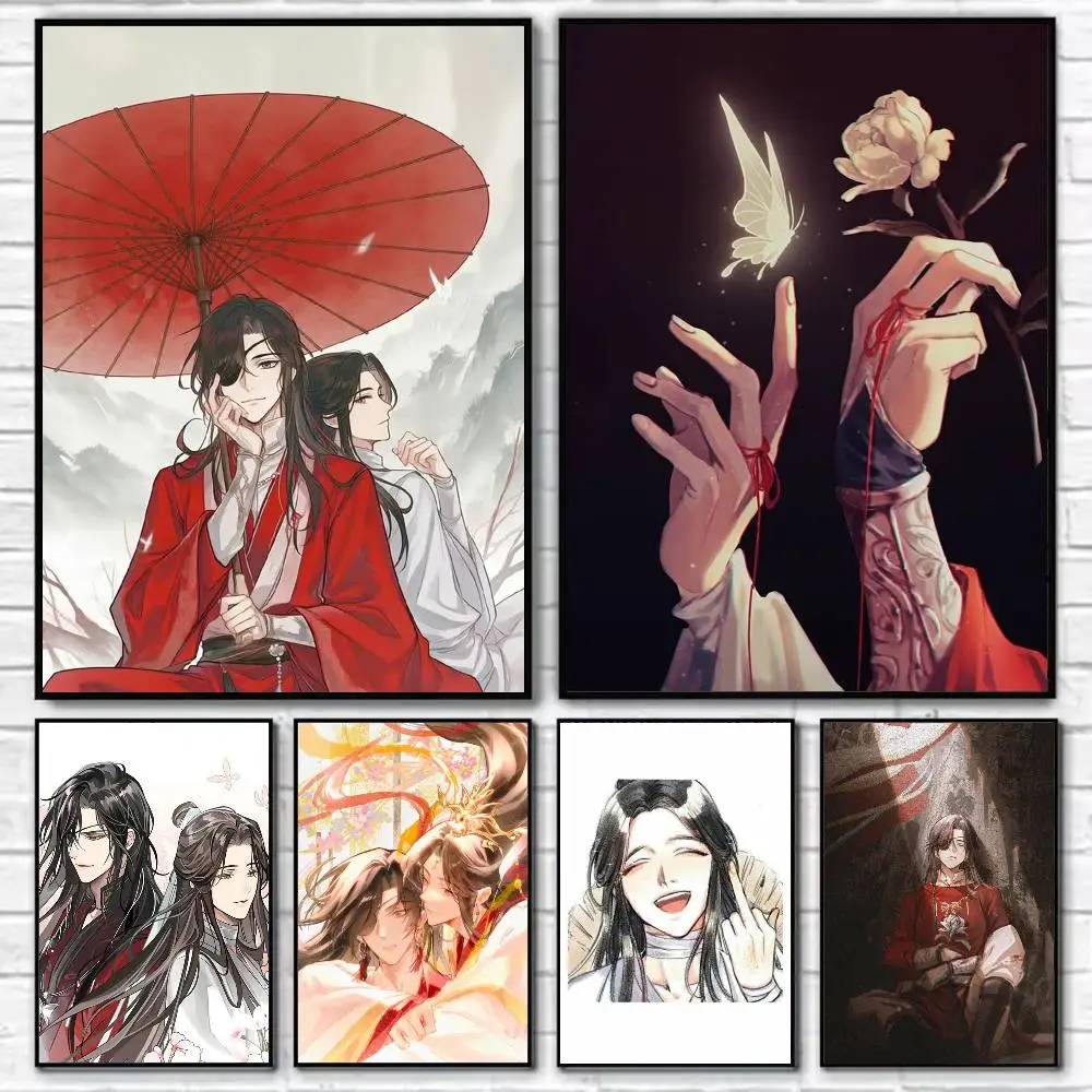 Hot anime Heaven Official's Blessing Poster Self-adhesive Art Waterproof Paper Sticker Coffee House Bar Room Wall Decor