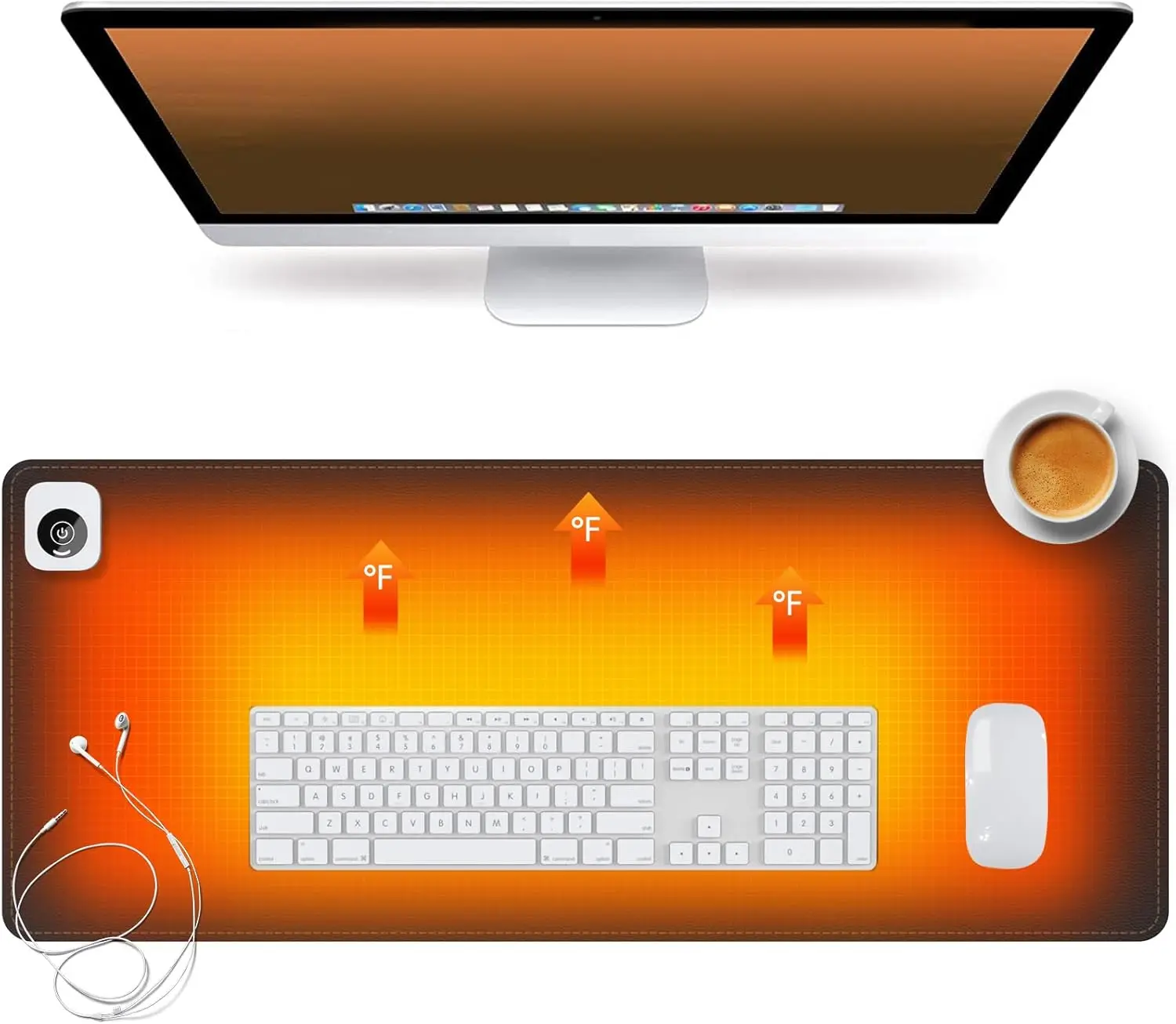 

Heated Desk Pad with 3 Levels & Auto Shut-Off, PU Leather Mouse Mat, 31.5x13 inch Black