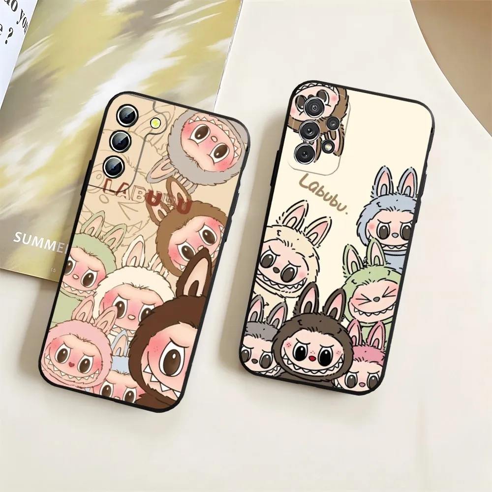 Cute Labubu Graffiti Art Phone Case for Samsung Galaxy S23 S24 S20 S21 S22 Ultra Fe Plus M54 A34 A54 A24 A52 A53 Coque