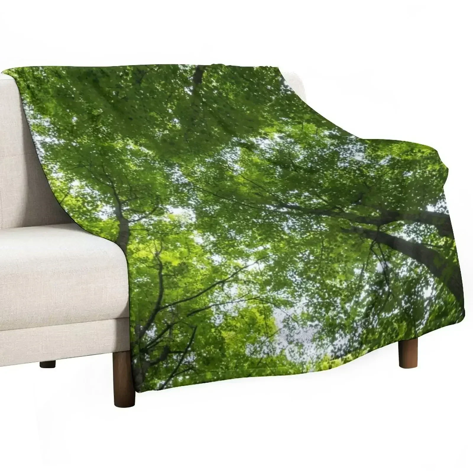 Natural Skylights - Biophilic Ceiling in the Woods Throw Blanket blankets and throws Soft Plaid wednesday Blankets