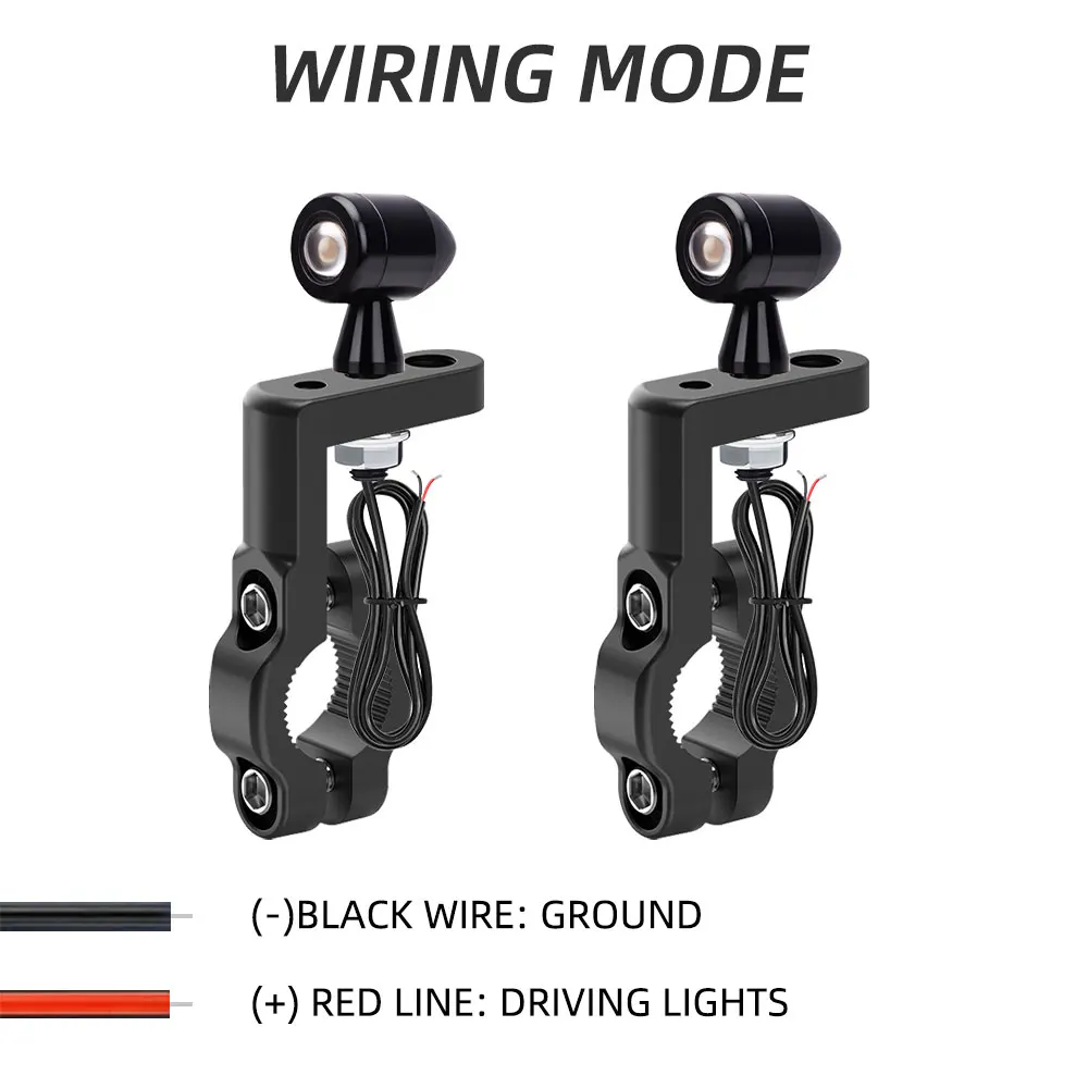 2pcs Motorcycle Mini Number License Plate Lamp With Bracket Mount Adapter Yellow Rear Tail Light Motorbike Eagle Eye Light
