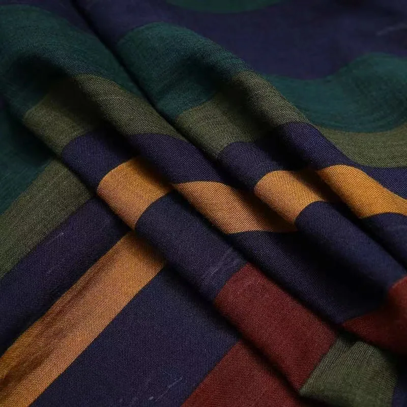 Luxury Men's Colourful Printing Striped Kaftan Muslim Robe Arabic Buttons Loose Tuic Tops Muslim Robe Men for Middle East Arabic