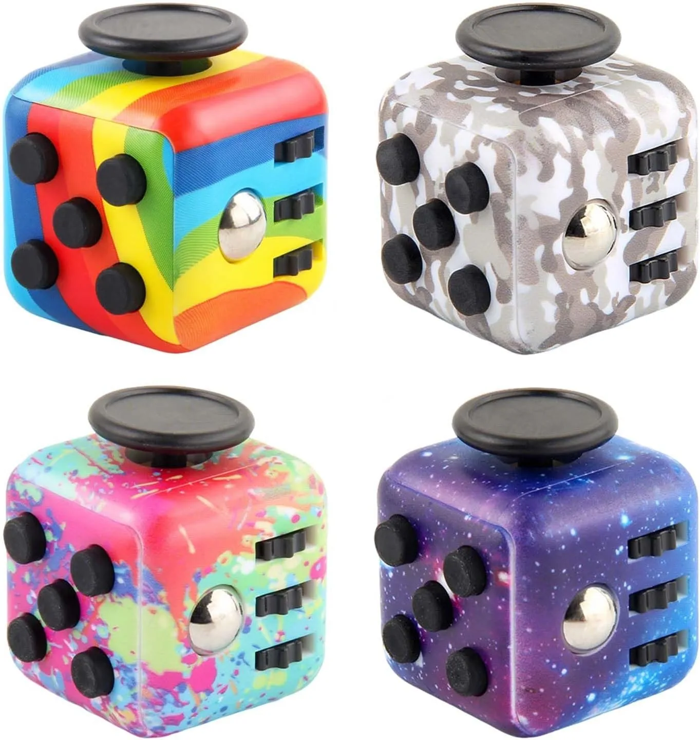 6-Pack Cube Fidget Anxiety Relief, Silent & Audible Fidget Cube for Anxiety Relief, Handheld Sensory Toy