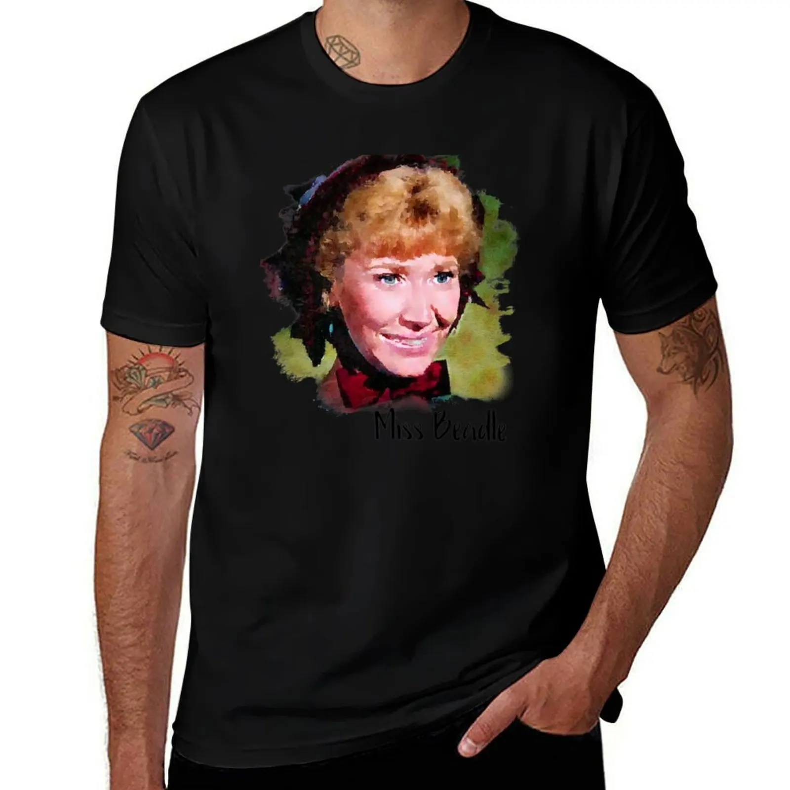 Miss Beadle Little House on the Prairie T-Shirt Simple Line Art Print Tee