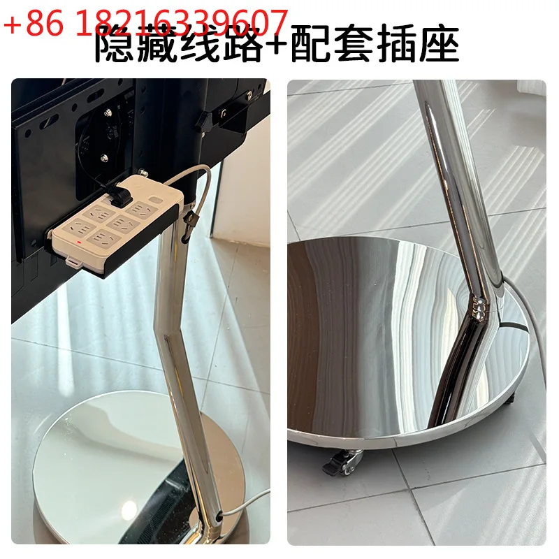 YAO TV floor bracket Silver wing with wheels Movable hanger Living room shelf 55 inches 65 inches 75 inches