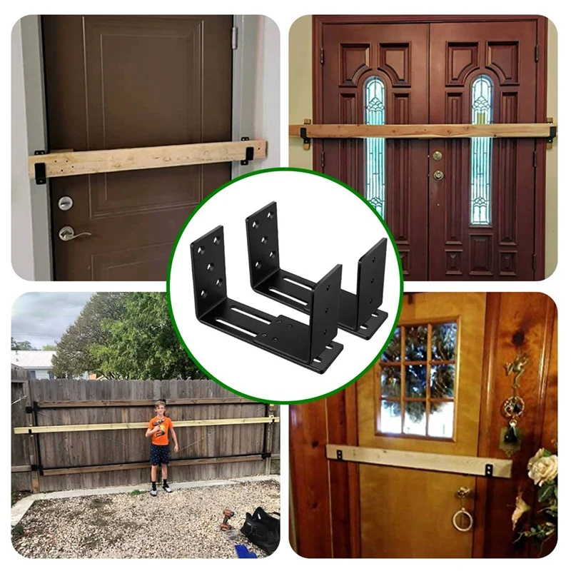 

Adjustable Door Barricade Brackets, Heavy Duty Door Security Bracket, Drop Open Bar Holder For Security Easy Install