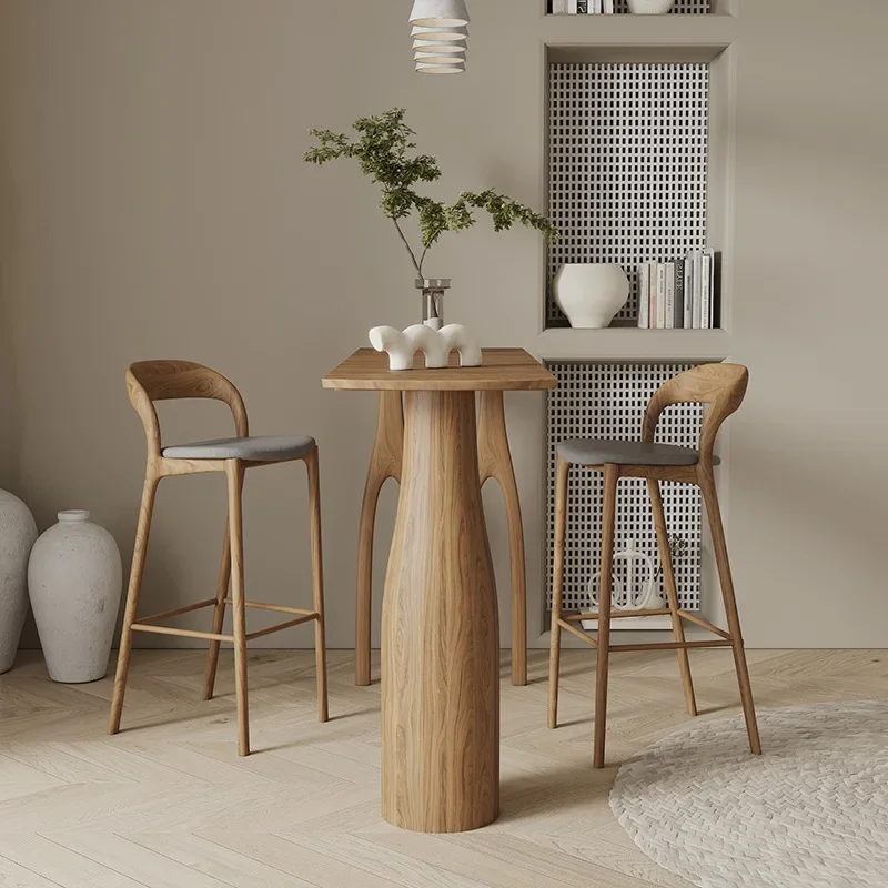 TQH7.2 wabi-sandy wind solid wood bar table household living room partition wall high table milk tea shop coffee shop leisure