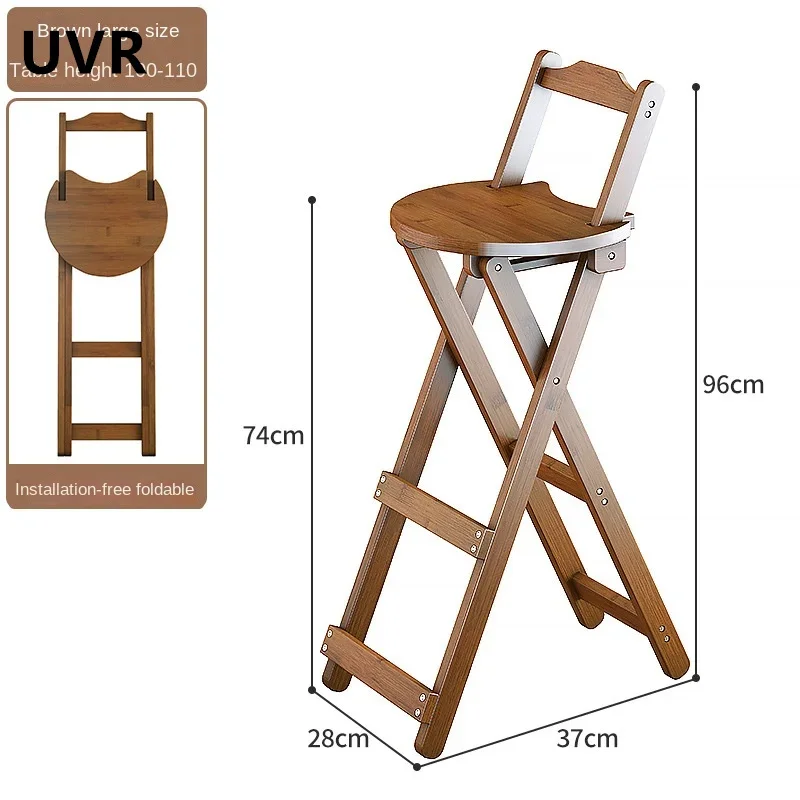 UVR Home Bar Stool Foldable Backrest Chair Bar Salon Front High Stool Makeup Stool Hotel Restaurant Durable Cashier Bar Stools