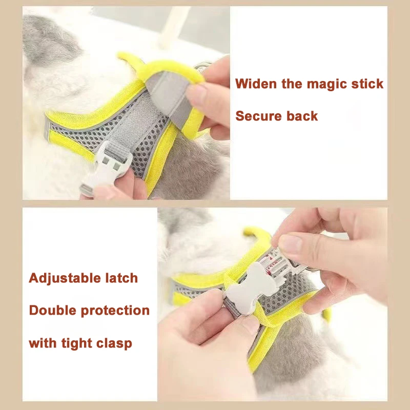Breathable Puppy Dog Harness Vest Adjustable Outdoor Walking Pet Lead Leash for Small Cat Chihuahua Chest Strap Stuff - view 4