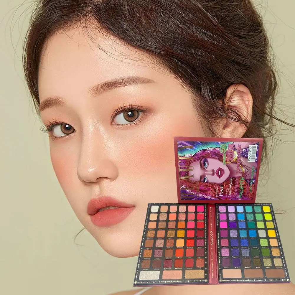 Paleta de sombras de ojos, maquillaje de escenario en tono tierra nacarado mate de 90 colores, juego exquisito, resistente al agua de 90 colores J9o3