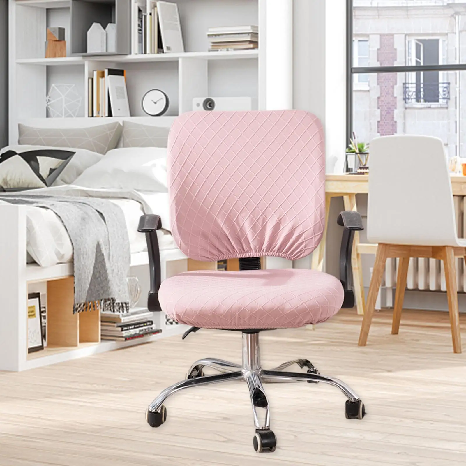 Computer Chair Cover Stretchable Polyester Slipcover for Office Armchair Seat Protector with Elastic Band Washable
