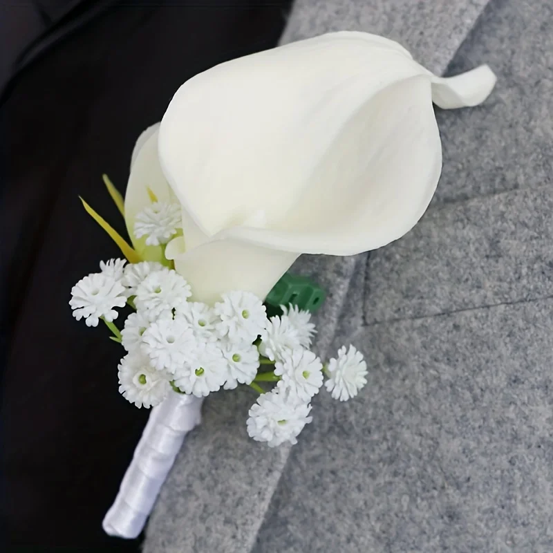 Ramillete de novia para boda, accesorios de boda, flor de muñeca para damas de honor, banquete, boudoir, flor de mano, imitación de Lirio de Cala