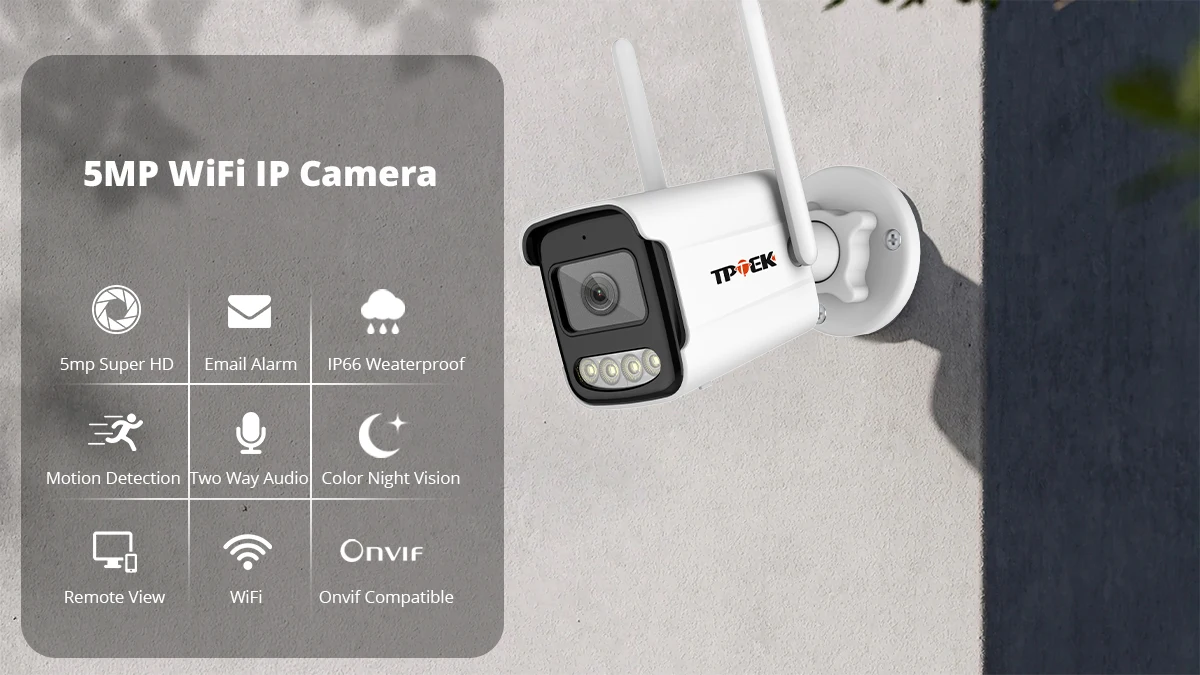 5MP IP-Kamera WLAN Drahtlose Sicherheitskamera mit KI-Menschenerkennung ICSee CCTV Bullet Außenüberwachung Sicherheitsschutz Videokamera – Detail 1