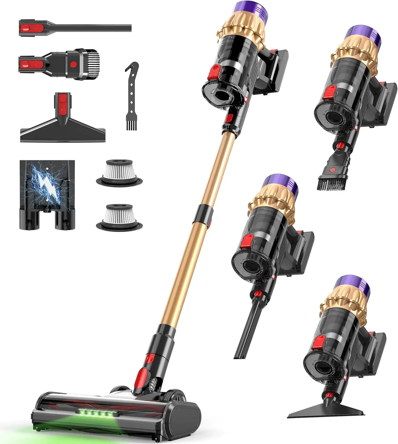 

650W Cordless Stick Vacuum, 70-Min Runtime, Self-Standing for Home, Pet Hair & Carpet Cleaning